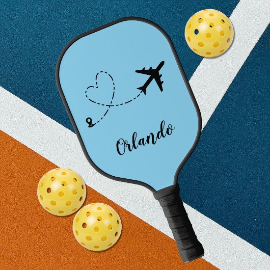 Raquette De Pickleball  Airplane & Heart Contrail Travel Custom Vacation