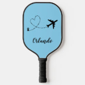 Raquette De Pickleball  Airplane & Heart Contrail Travel Custom Vacation (Recto)