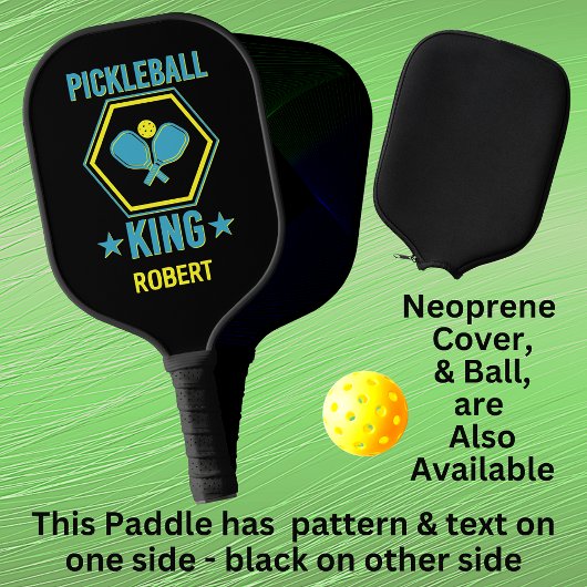 Raquette De Pickleball Ajouter Nom, Pickleball KING, Blue Yellow sur Blac
