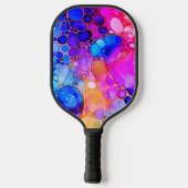 Raquette De Pickleball Alcool et encre bleu, rose chaud et orange (Verso)