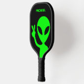 Raquette De Pickleball Alien noir et vert citron personnalisé (Gauche)