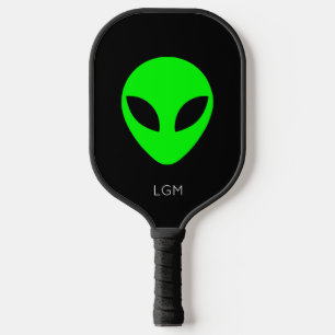 Raquette De Pickleball Alien noir et vert simple dessin graphique