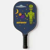 Raquette De Pickleball Alien spatial avec soucoupe volante personnalisée (Recto)