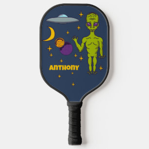 Raquette De Pickleball Alien spatial avec soucoupe volante personnalisée