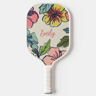 Raquette De Pickleball Aloha Hawaiian Flowers avec nom personnalisé