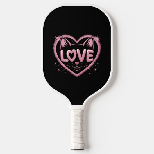 Raquette De Pickleball Amour de chat scintillant (Recto)