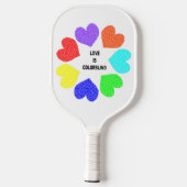 Raquette De Pickleball Amour interracial Coeurs arc-en-ciel (Verso)