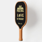 Raquette De Pickleball Amour Retraite Monogramme Nom Cour (Gauche)