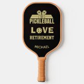 Raquette De Pickleball Amour Retraite Monogramme Nom Cour (Verso)