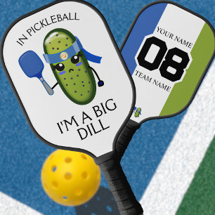 Raquette De Pickleball Amusant Big Dill Nom de l'équipe Numéro Bleu Blanc