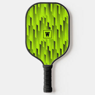 Raquette De Pickleball Amusant moderne Neon Vert Abstrait rayures géométr