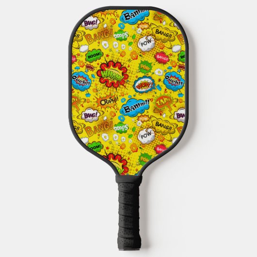 Raquette De Pickleball Amusant Retro Comédie Discours Bubbles Motif sans (Recto)