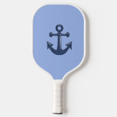 Raquette De Pickleball Ancre bleue marine personnalisée Monogramme (Verso)
