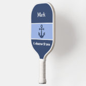 Raquette De Pickleball Ancre bleue marine personnalisée Monogramme (Gauche)