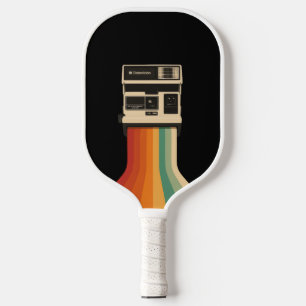 Raquette De Pickleball Appareil photo rétro avec impression arc-en-ciel