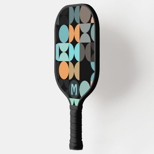 Raquette De Pickleball Aqua Blue Rust Orange Retro Motif (Gauche)