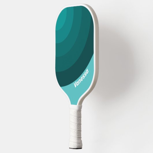 Raquette De Pickleball Aqua Fade Circle Stripe with Name (Gauche)