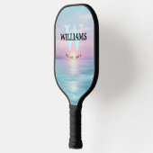 Raquette De Pickleball Aqua Monogram Initial et nom Personnalisé (Gauche)