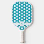 Raquette De Pickleball Aqua Turquoise et blanc Polka Dot Monogramme (Recto)