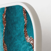 Raquette De Pickleball Aquarelle de Parties scintillant turquoise et or p (Détail gauche)