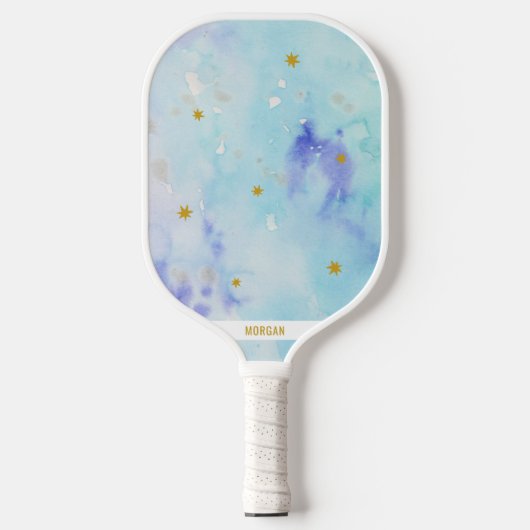 Raquette De Pickleball Aquarelle en aquabole avec étoiles dorées (Recto)