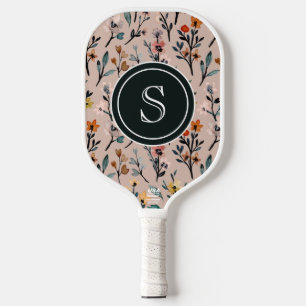 Raquette De Pickleball Aquarelle florale Boho Rose Dusty personnalisée