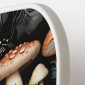 Raquette De Pickleball Aquarelle Forêt Verdure Champignons Automne (Détail gauche)