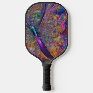 Raquette De Pickleball Aquarelle Fractale Papillon Whimsical Pai numériqu