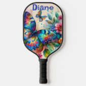 Raquette De Pickleball Aquarelle Papillon Floral Garden Personnalisé (Recto)