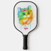 Raquette De Pickleball Aquarelle Pet Chat avec fleurs (Verso)