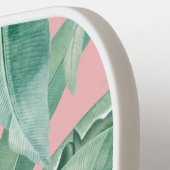 Raquette De Pickleball Aquarelle rose banane tropicale Feuilles Monogramm (Détail gauche)