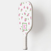 Raquette De Pickleball Aquarelle rose Hydrangée Monogramme (Gauche)