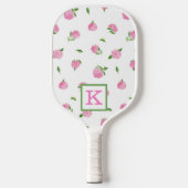 Raquette De Pickleball Aquarelle rose Hydrangée Monogramme (Recto)