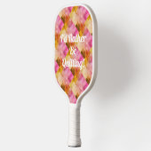 Raquette De Pickleball Aquarelle rose personnalisée Motif géométrique (Gauche)