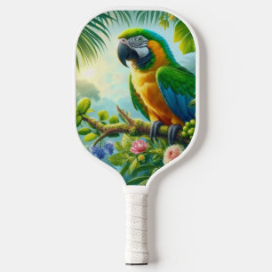 Raquette De Pickleball Ara vert floral tropical