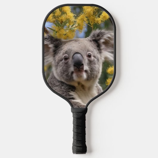 Raquette De Pickleball Arbre À Fleurs Jaunes Avec Koala, (Recto)