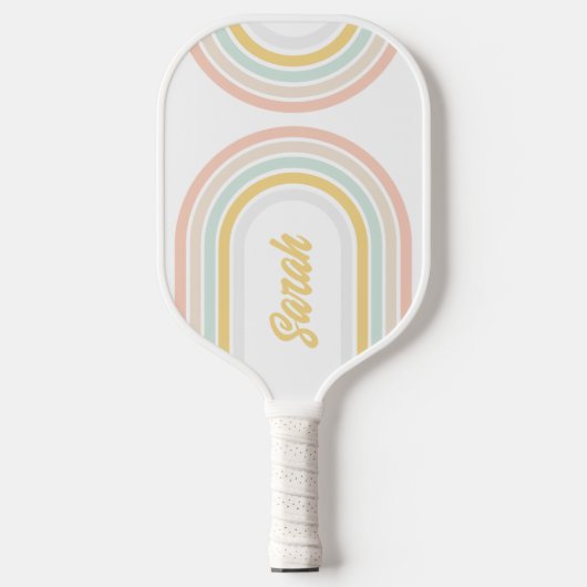 Raquette De Pickleball Arc-en-ciel moderne avec nom personnalisé (Recto)