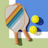 Raquette De Pickleball Arc-en-ciel rétro avec nom