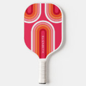 Raquette De Pickleball Arche de ligne rétro avec orange rose chaud - Mono (Verso)
