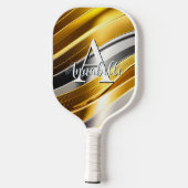 Raquette De Pickleball Argent et bronze Abstraits modernes en or (Verso)