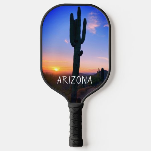 Raquette De Pickleball Arizona Saguaro Cactus coucher de soleil Vivre ma (Recto)