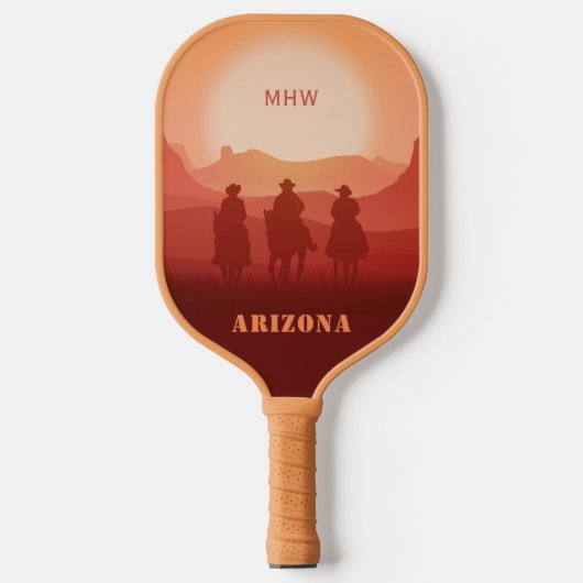 Raquette De Pickleball Arizona Sunset monogramme personnalisé (Recto)