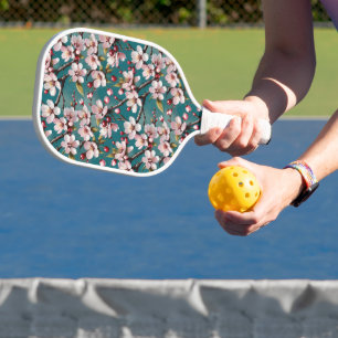 Raquette De Pickleball Arrière - plan Turquoise de fleurs de cerisiers ro