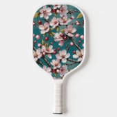 Raquette De Pickleball Arrière - plan Turquoise de fleurs de cerisiers ro (Verso)