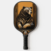 Art Déco Ours Pickleball Personnalisé Paddle