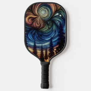 Raquette De Pickleball Art Ethétique mystique avec arbres et ciel nocturn