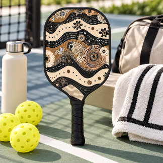 Raquette De Pickleball Art géométrique abstrait neutre moderne