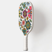 Raquette De Pickleball Art Motif moderne Retro Floral Dessin (Gauche)