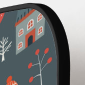 Raquette De Pickleball Art populaire scandinave avec génomes de Noël (Détail gauche)