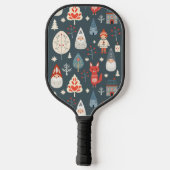 Raquette De Pickleball Art populaire scandinave avec génomes de Noël (Verso)